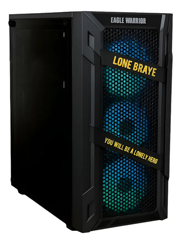 GABINETE EAGLE WARRIOR CG-08Q3 + 3XFAN RGB BLACK (SIN AUDIO FRONTAL)